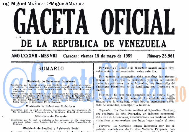 Gaceta Oficial 25961 del 15 Mayo 1959