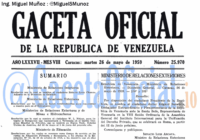 Gaceta Oficial 25970 del 26 Mayo 1959