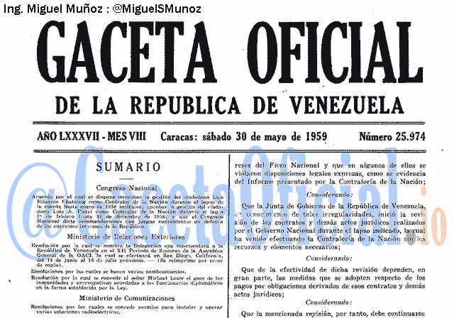 Gaceta Oficial 25974 del 30 Mayo 1959