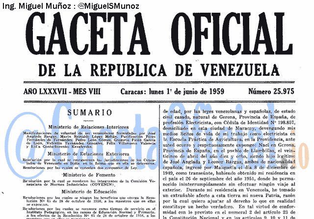 Gaceta Oficial 25975 del 1 Junio 1959