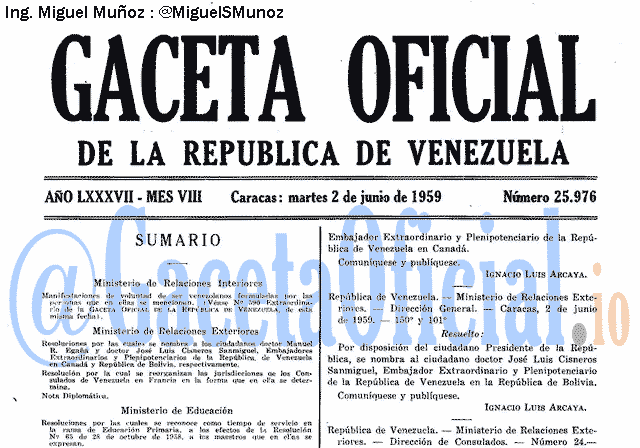 Gaceta Oficial 25976 del 2 Junio 1959