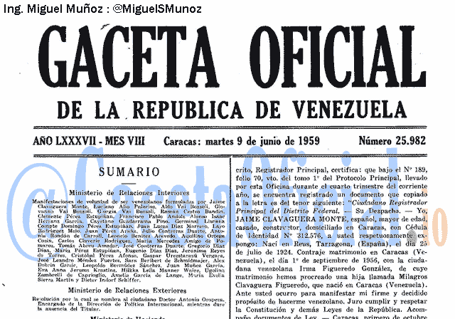 Gaceta Oficial 25982 del 9 Junio 1959
