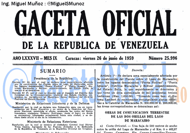 Gaceta Oficial 25996 del 26 Junio 1959