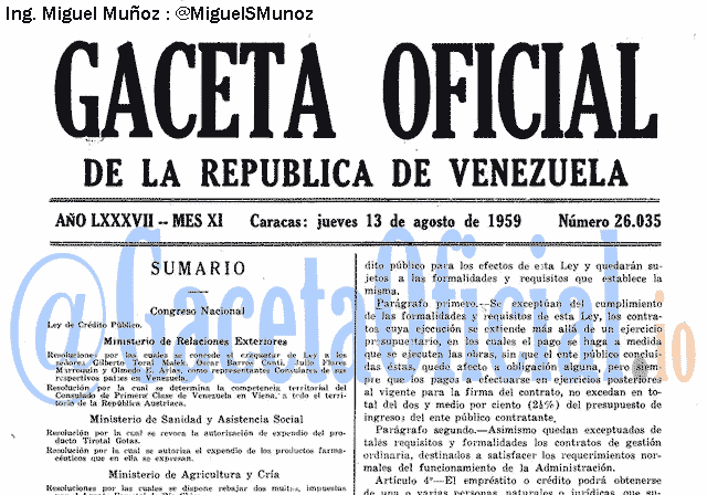 Gaceta Oficial 26035 del 13 Agosto 1959
