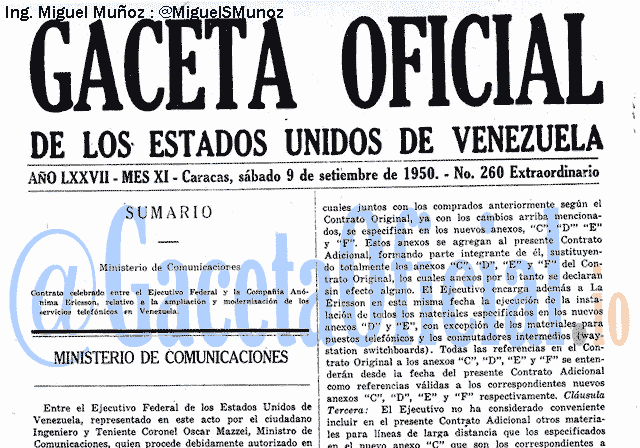 Gaceta Oficial 260 del 9 Septiembre 1950