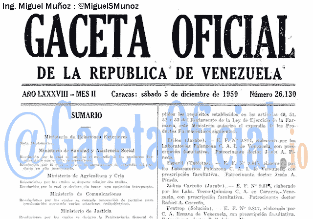 Gaceta Oficial 26130 del 5 Diciembre 1959
