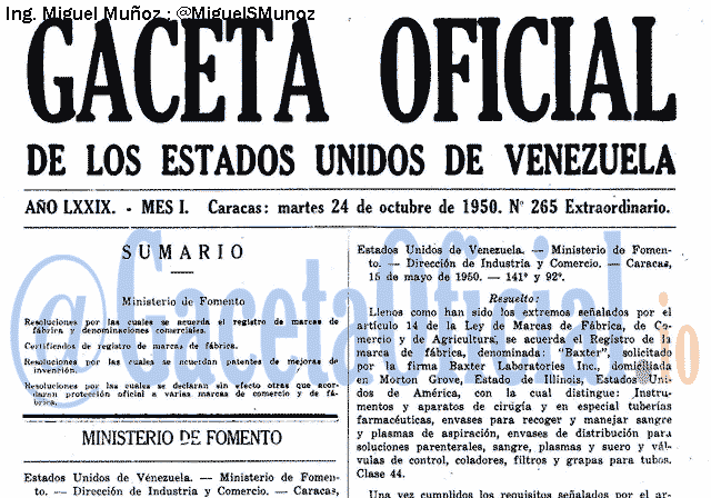 Gaceta Oficial 265 del 24 Octubre 1950