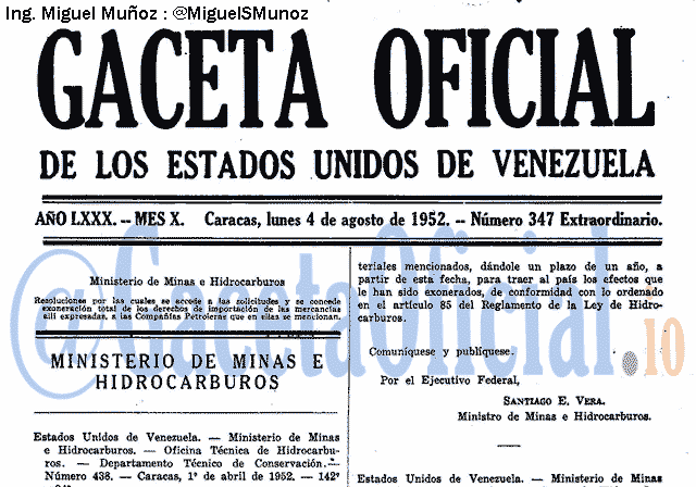 Gaceta Oficial 347 del 4 Agosto 1952