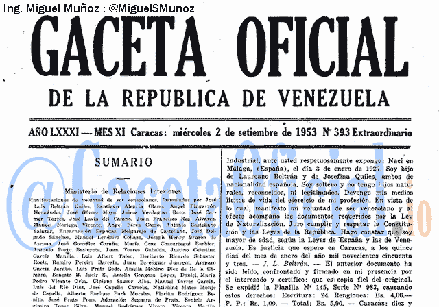 Gaceta Oficial 393 del 2 Septiembre 1953
