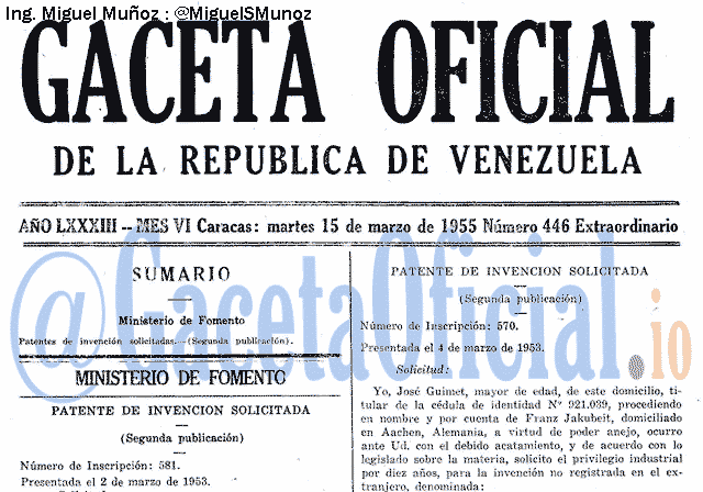 Gaceta Oficial 446 del 15 Marzo 1955