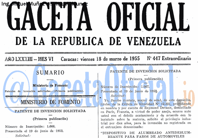 Gaceta Oficial 447 del 18 Marzo 1955