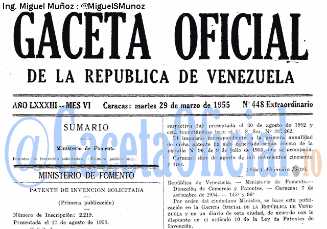 Gaceta Oficial 448 del 29 Marzo 1955
