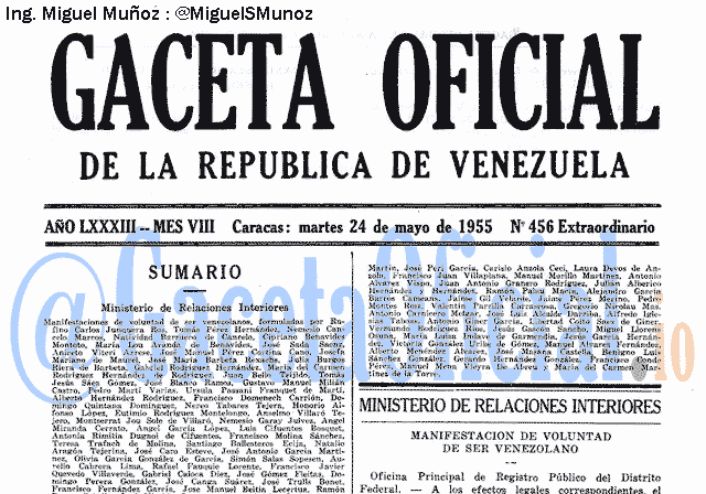 Gaceta Oficial 456 del 24 Mayo 1955