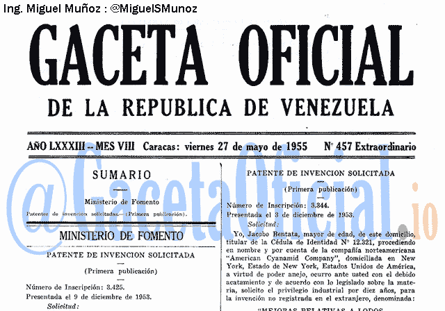 Gaceta Oficial 457 del 27 Mayo 1955