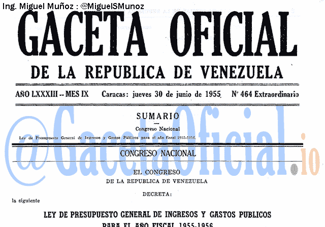 Gaceta Oficial 464 del 30 Junio 1955