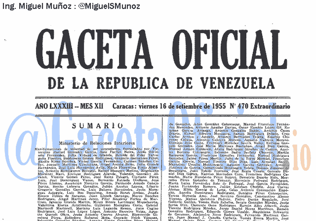 Gaceta Oficial 470 del 16 Septiembre 1955