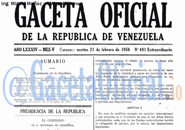Gaceta Oficial 481 del 21 Febrero 1956