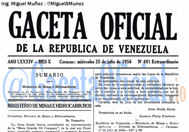 Gaceta Oficial 491 del 25 Julio 1956