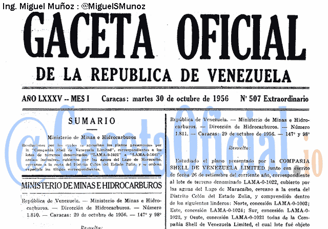 Gaceta Oficial 507 del 30 Octubre 1956