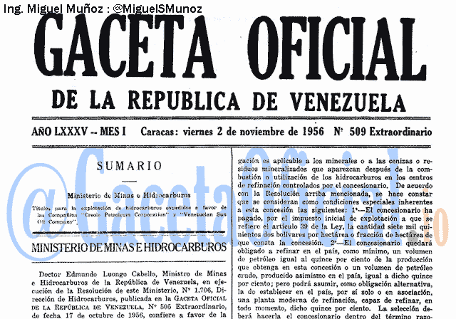 Gaceta Oficial 509 del 2 Noviembre 1956