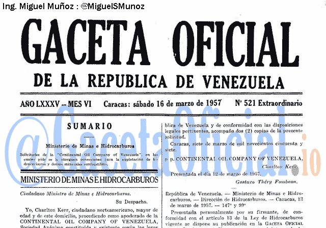 Gaceta Oficial 521 del 16 Marzo 1957