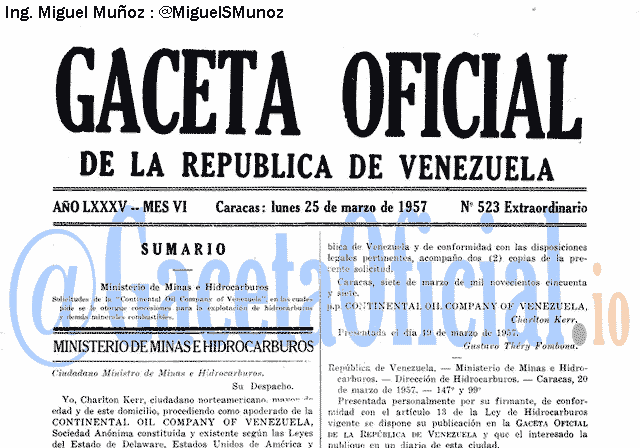 Gaceta Oficial 523 del 25 Marzo 1957