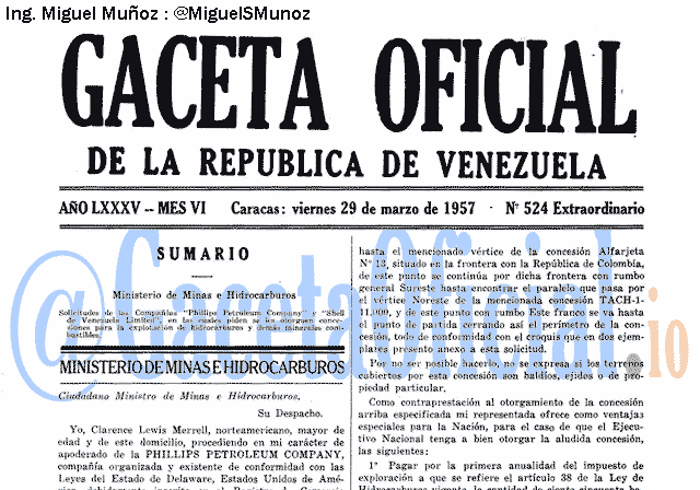 Gaceta Oficial 524 del 29 Marzo 1957