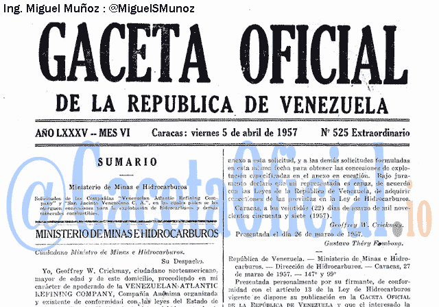 Gaceta Oficial 525 del 5 Abril 1957