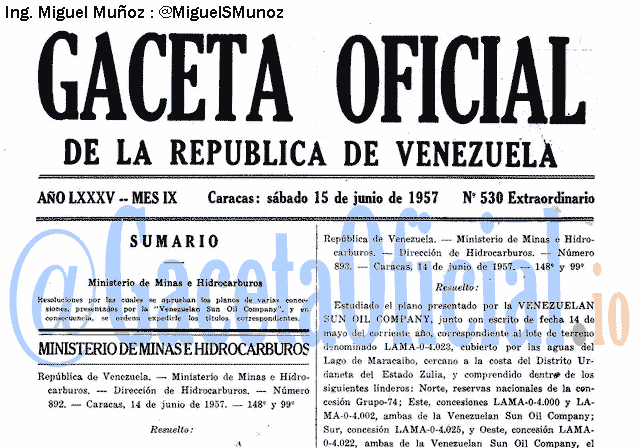 Gaceta Oficial 530 del 15 Junio 1957