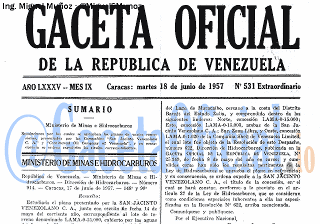 Gaceta Oficial 531 del 18 Junio 1957