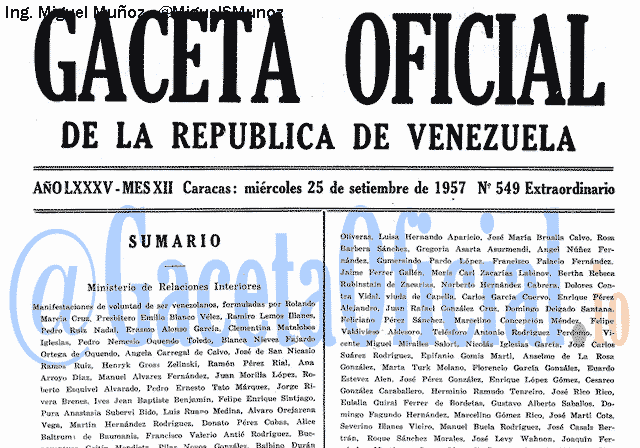 Gaceta Oficial 549 del 25 Septiembre 1957