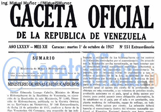 Gaceta Oficial 551 del 1 Octubre 1957