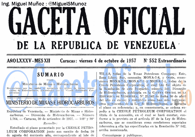 Gaceta Oficial 552 del 4 Octubre 1957