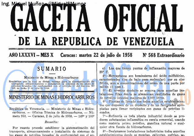 Gaceta Oficial 568 del 22 Julio 1958