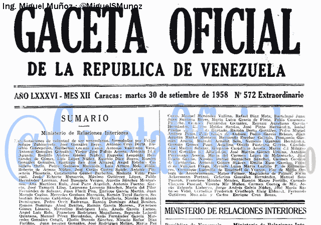 Gaceta Oficial 572 del 30 Septiembre 1958