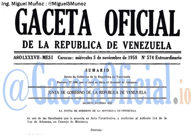 Gaceta Oficial 574 del 5 Noviembre 1958