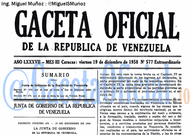 Gaceta Oficial 577 del 19 Diciembre 1958