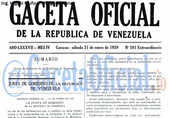 Gaceta Oficial 581 del 31 Enero 1959