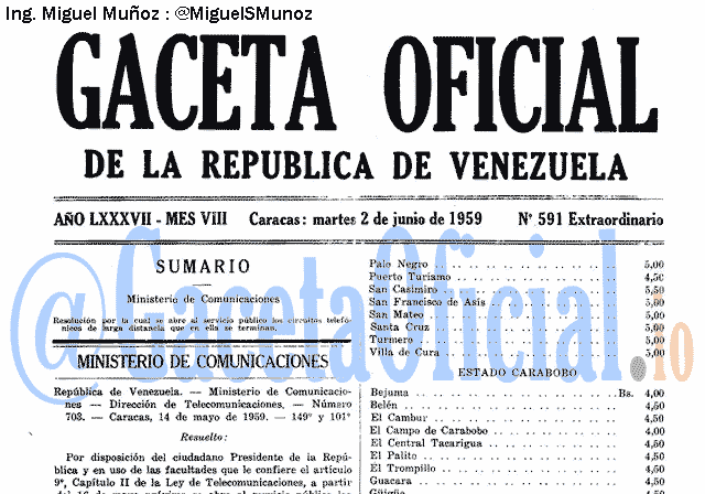 Gaceta Oficial 591 del 2 Junio 1959