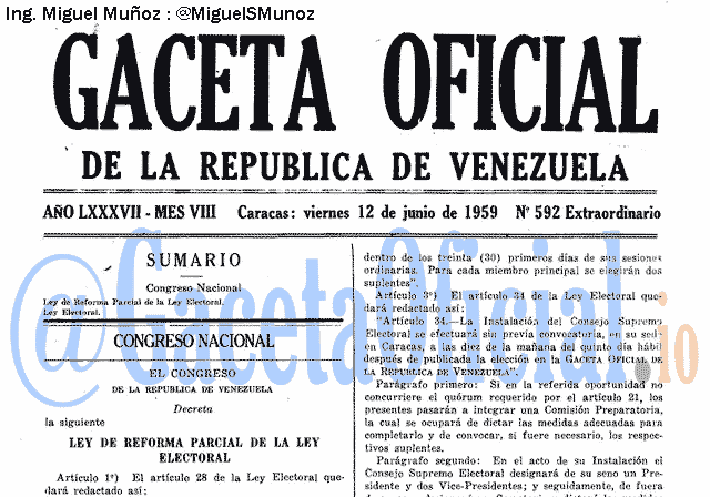Gaceta Oficial 592 del 12 Junio 1959