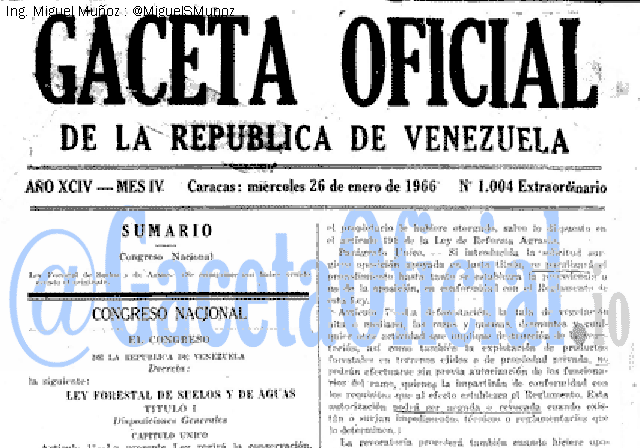 Gaceta Oficial 1004 del 26 Enero 1966