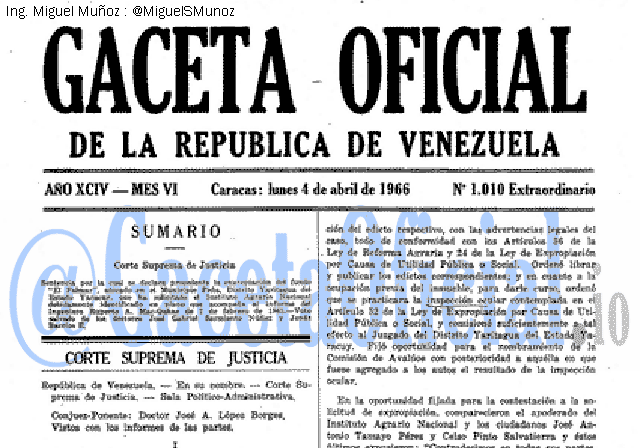 Gaceta Oficial 1010 del 4 Abril 1966