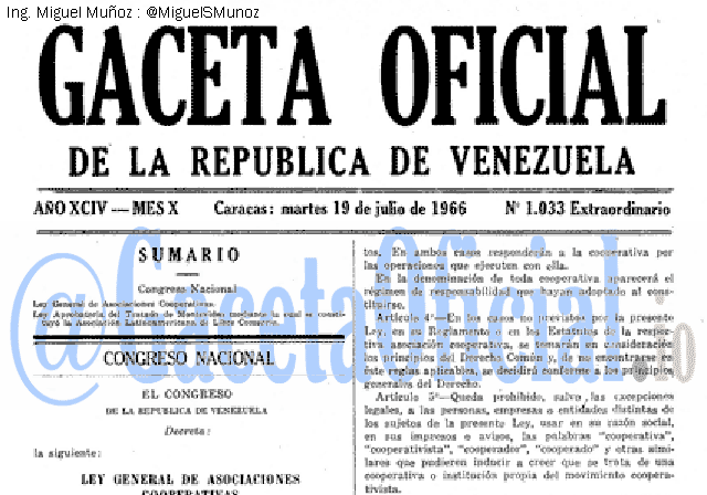 Gaceta Oficial 1033 del 19 Julio 1966