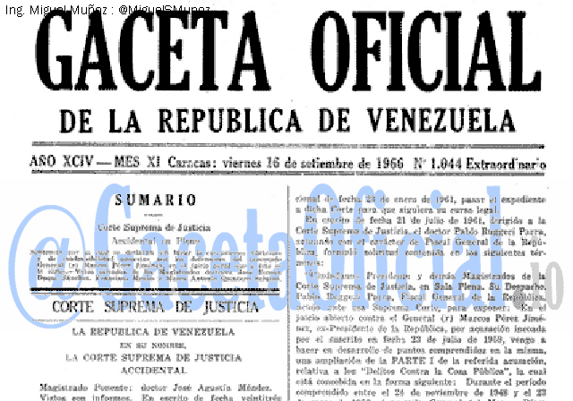 Gaceta Oficial 1044 del 16 Septiembre 1966