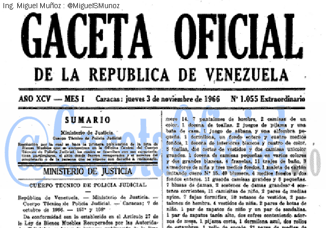 Gaceta Oficial 1055 del 3 Noviembre 1966