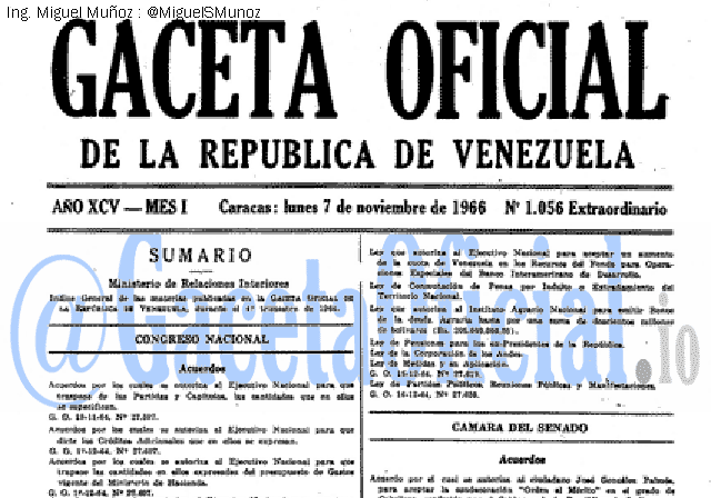 Gaceta Oficial 1056 del 7 Noviembre 1966