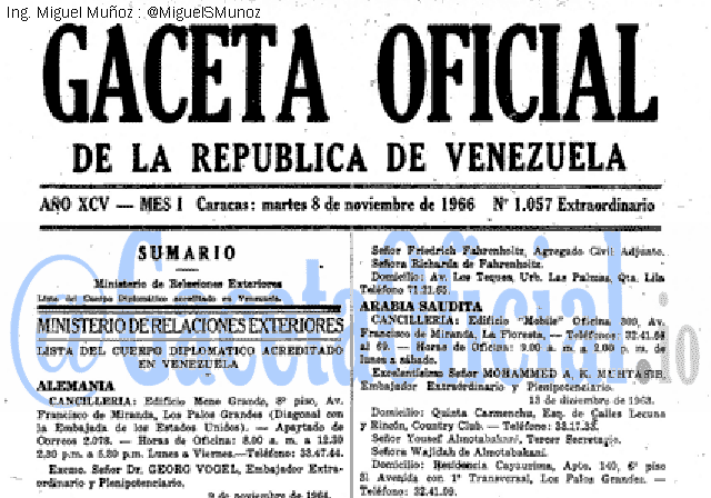 Gaceta Oficial 1057 del 8 Noviembre 1966