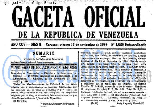 Gaceta Oficial 1060 del 18 Noviembre 1966