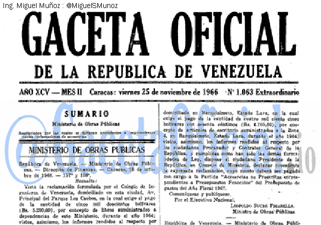 Gaceta Oficial 1063 del 25 Noviembre 1966
