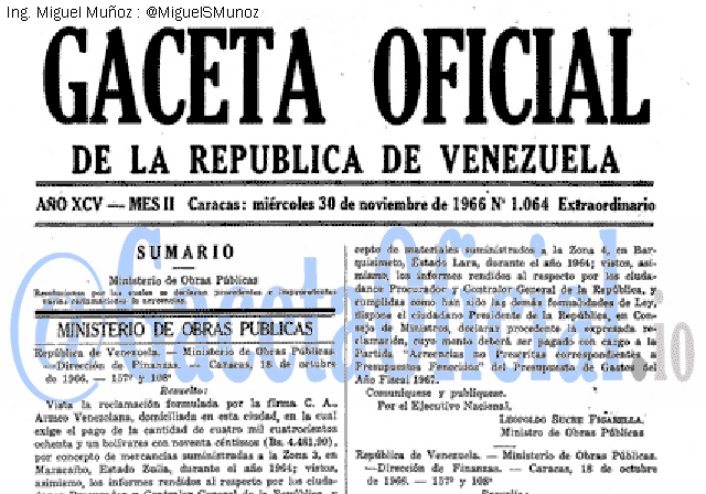 Gaceta Oficial 1064 del 30 Noviembre 1966